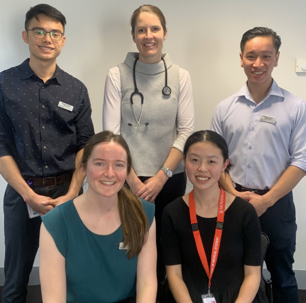 (Left to right) Dillon Ong, Dr Claire Ronaldson, Michael Lam, Sian Morgan and Kelly Zhou (seated). Missing: Aditya Sathe.