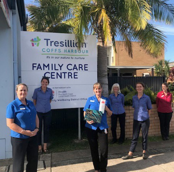 Tresillian Coffs Harbour Family Care Centre team out the front of the centre.