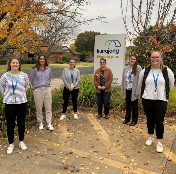 Kurrajong Therapy Plus (left to right): Scarlett Sobota (physiotherapist), Katie Rudgley (physiotherapist), Tayce Morath (occupational therapist), Debbie Young (Manager of Kurrajong), Sarah McKern (speech pathologist), Riley Nichols-Ashcroft (speech pathologist).