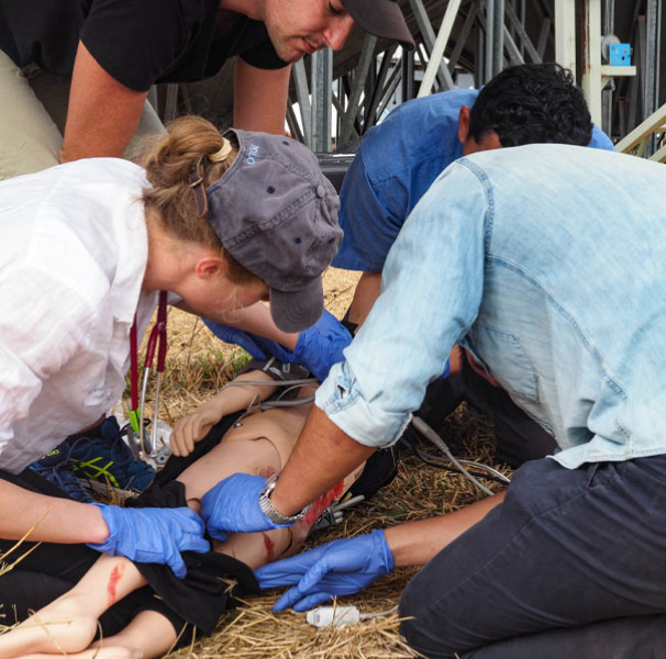 Three people medical training