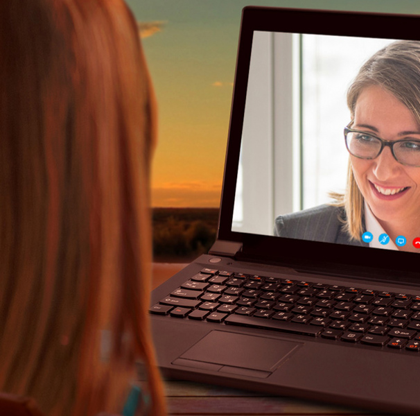 Woman speaking to another woman on a video call