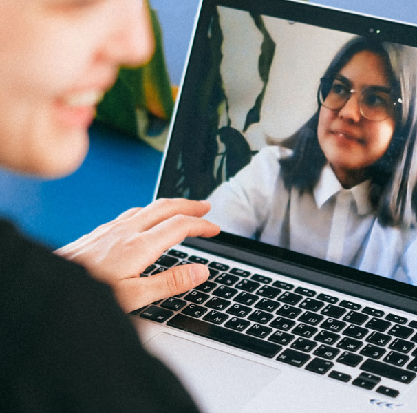 Woman speaking to another woman on a video call