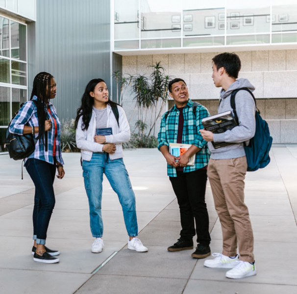 Four college students outside college