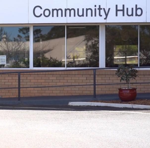 Building with Community Hub signage
