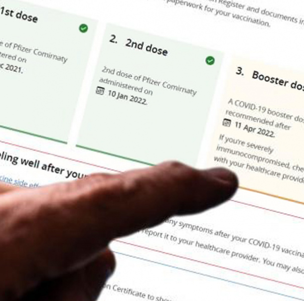 Finger pointing to my health record dashboard