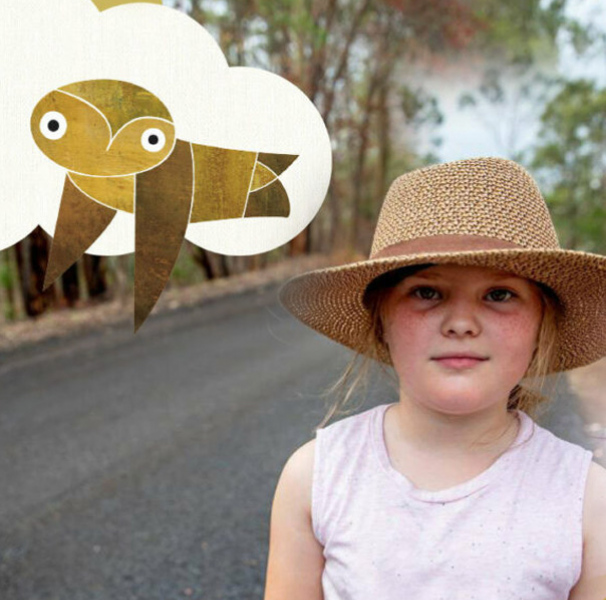 Stormbirds logo with young girl on a rural road