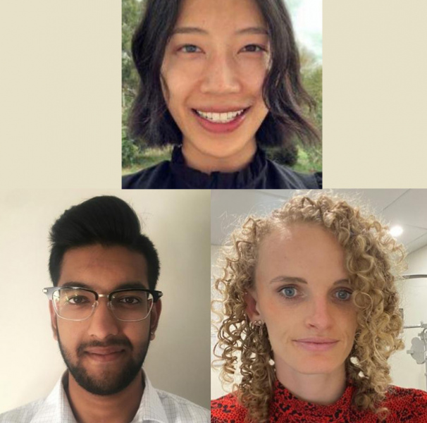 New graduate optometrists (top) Lynn Qian, (left to right) Sunny Nandee and Hannah Ellis.