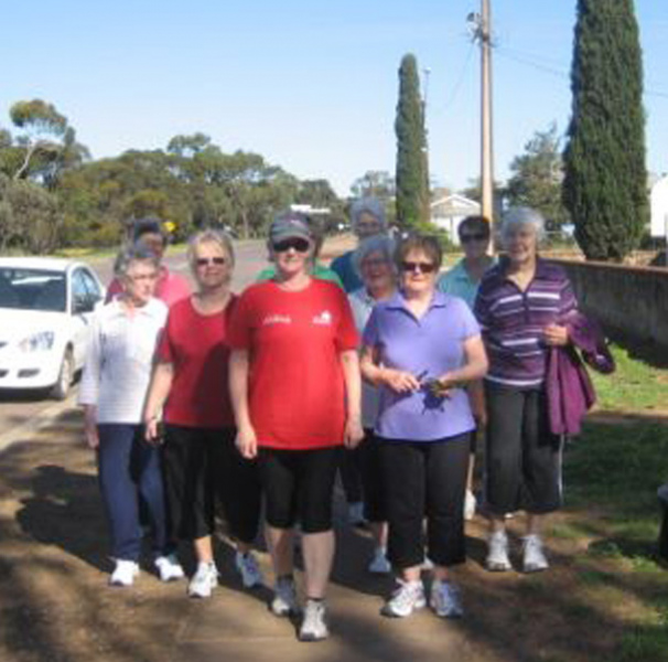 Cleve Heart Foundation Walking group, Allsortza Walkers.Group of elderly woman walking on footpath
