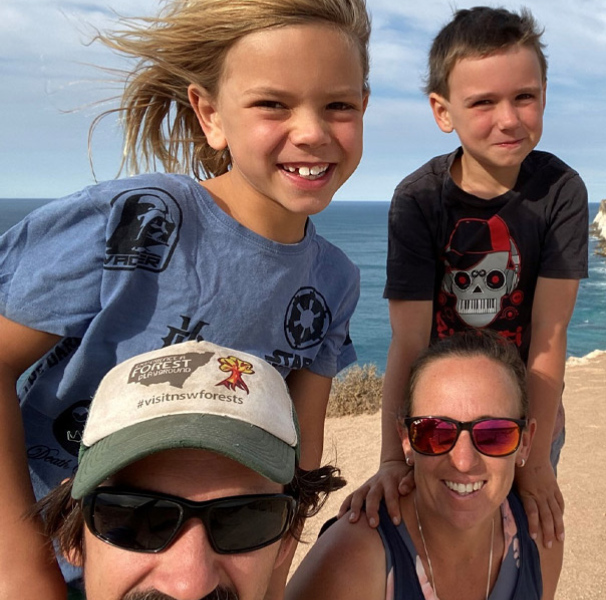 Jason and Kirstyn O'Rourke with their two children, Oliver and Charles.