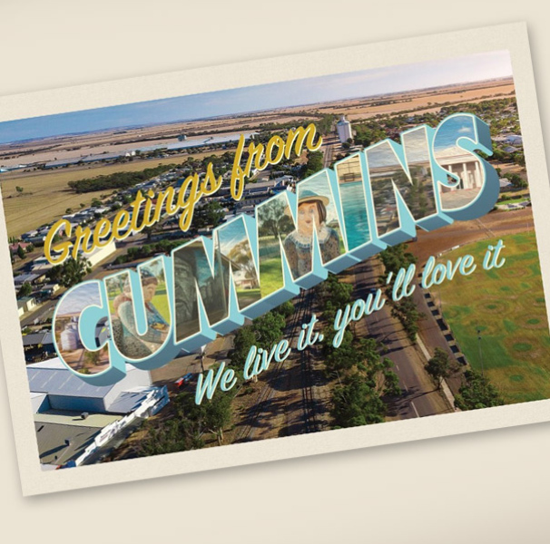 Postcard "greetings from Cummins We live it, you'll love it"