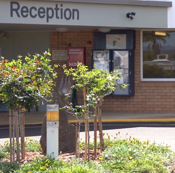 Reception building of medical facility