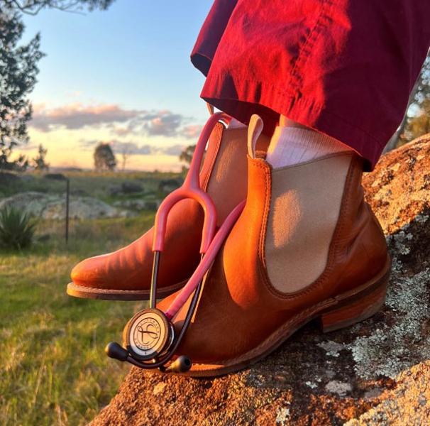 Chloe Campbell's red boots