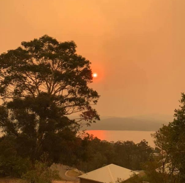Bushfire skies near Eden, New Years Eve 2019-2020. [Images Dr Miller]