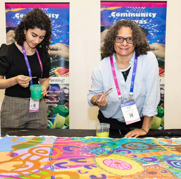 Deborah Bonar and delegates painting