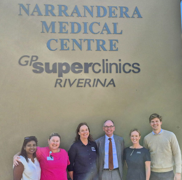 Associate Professor Andrew Roy (third from right) at a Murrumbidgee Outreach Heart Failure Diagnostic Clinic at Narrandera Medical Centre Hay Medical Centre