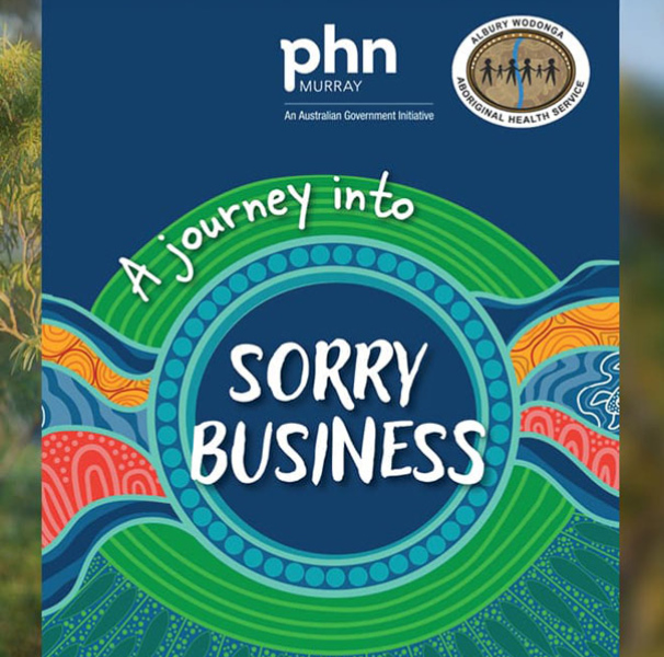 A journey into sorry business cover with bushland background