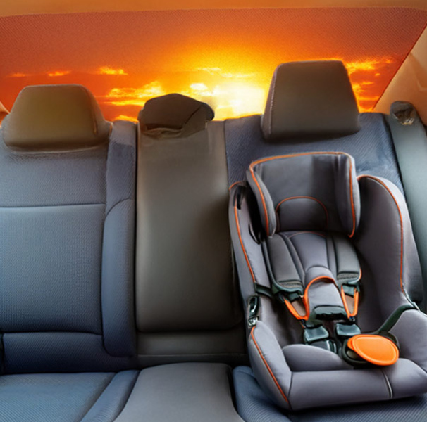 Child seat inside a car image