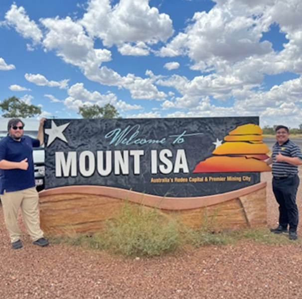 Demian and Orion embracing their temporary home of Mount Isa.