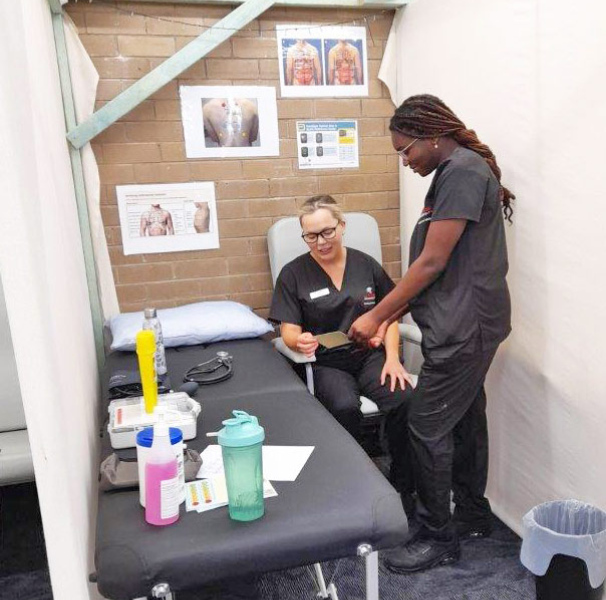 First year placement students at the pop-up clinic.